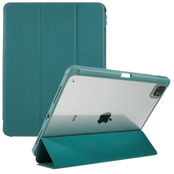 iPad Pro 12.9 (2018) / (2020) / (2021) / (2022) Drop Resistant Tri-fold stander etui Vegansk Læder and Flexible and Acrylic Tablet Slim Case stødsikke Green