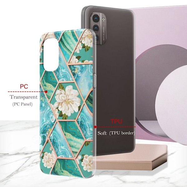 Marmormotiv Nokia G11 / Nokia G21 skal - Blå Blommor Blå