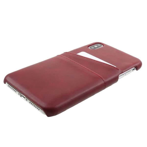 iPhone Xs Max læderetui med dobbelte kortlommer - Rød Red