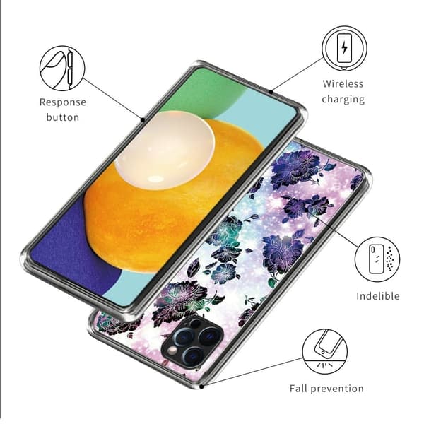 Deco iPhone 15 Pro cover - Lilla Blomster Purple