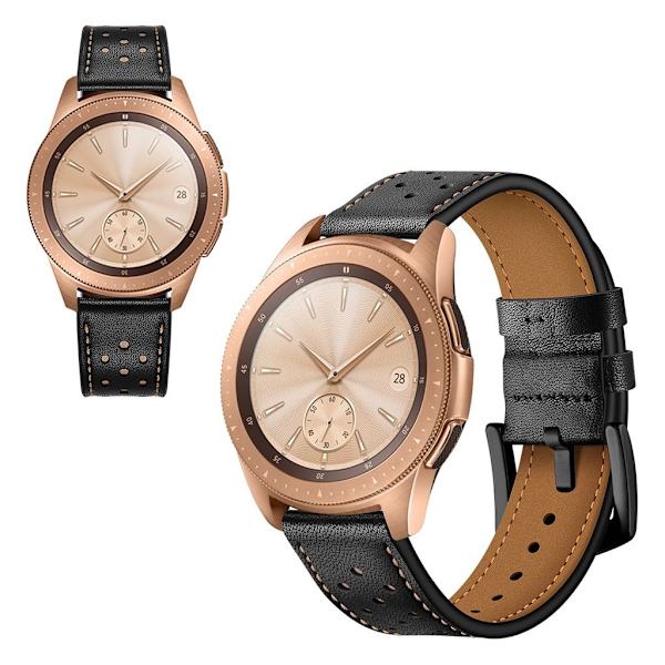 Samsung Galaxy Watch (42mm) ægte læder Urrem - Sort Black