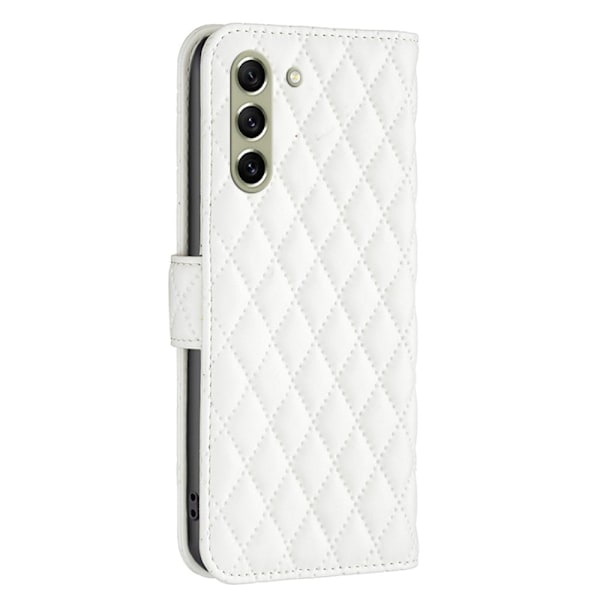 Rombemønster, matt flip-deksel for Samsung Galaxy S21 FE - Hvit White