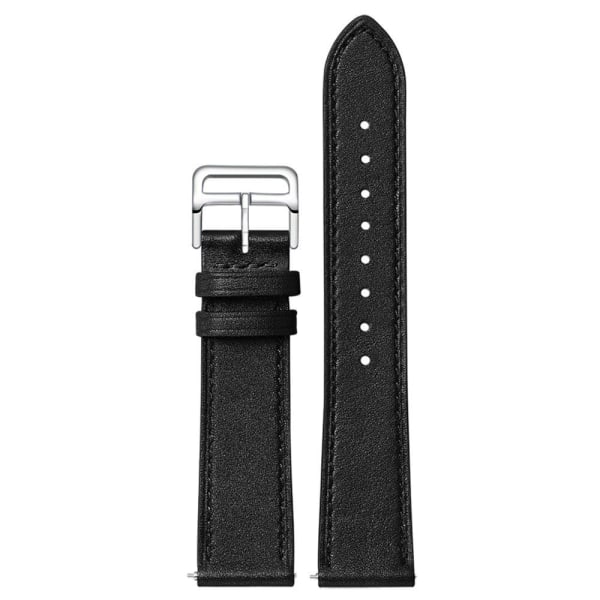 22mm Universal genuine leather watch strap - Black Svart