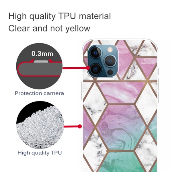 Marmormotiv iPhone 13 Pro skal - Vit Diamant I Färgglad Bakgrund multifärg