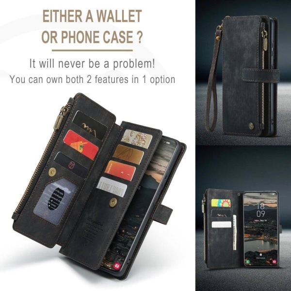 Rymligt Samsung Galaxy S22 Plus fodral med plånbok - Svart Svart