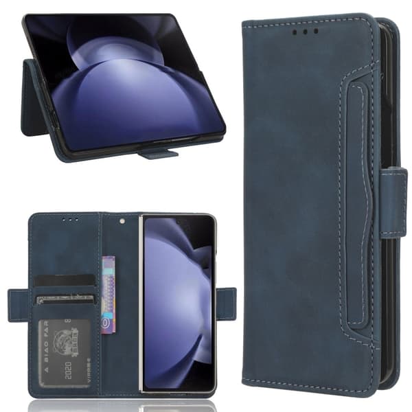 Moderne Samsung Galaxy Z Fold6 læderetui med pung - Blå Blue