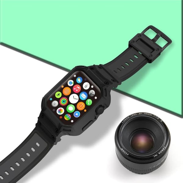 Apple Watch Series 10 42mm rem Blød, fleksibel urrem med integreret urkasse - Sort Black