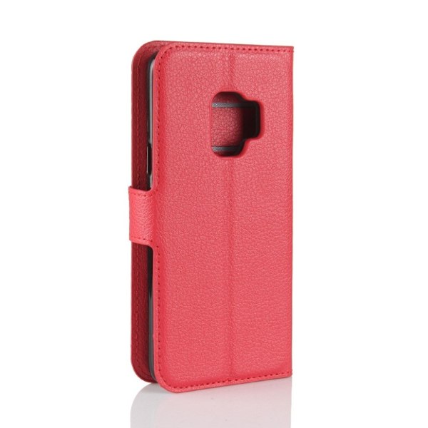 Samsung Galaxy S9 litchi skin PU læder flip etui - Rød Red