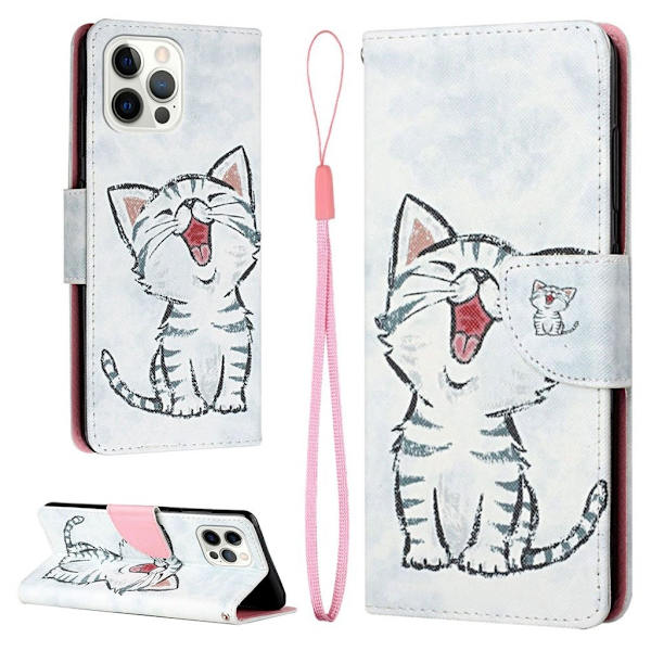 Wonderland iPhone 13 Pro Max Flippetui - Red-billed Katt Multicolor
