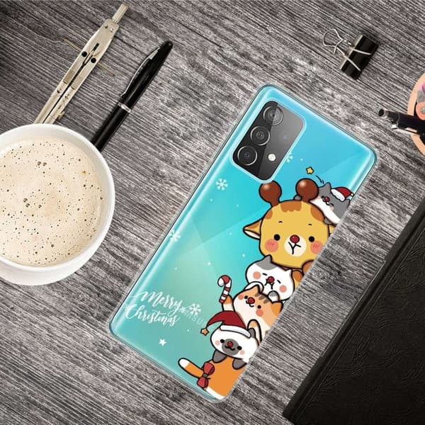 Juletaske til Samsung Galaxy A73 - Søde Stablede Dyr Brown