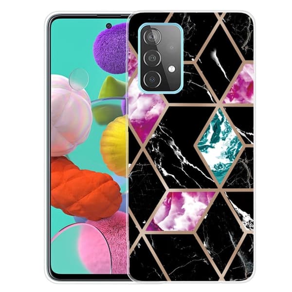 Marble design Samsung Galaxy A33 5G cover - Flise Af Sort / Cyan / Rose Multicolor