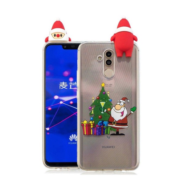 Huawei Mate 20 Lite beskyttelsesetui i silikone med 3D julemønster - Julemanden med træ Multicolor