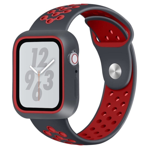 Apple Watch Series 4 44mm two tone silicone watch band - Black / Red