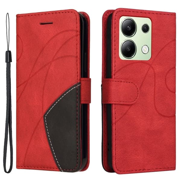 Tekstureret Xiaomi Redmi Note 13 4G læderetui med rem - Rød Red