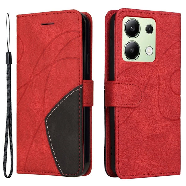 Teksturert læretui med stropp for Xiaomi Redmi Note 13 - Rød Red