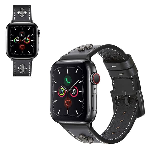 Apple Watch Series 5 / 4 40mm ægte læderarmbånd i krydset stil - Sort Black