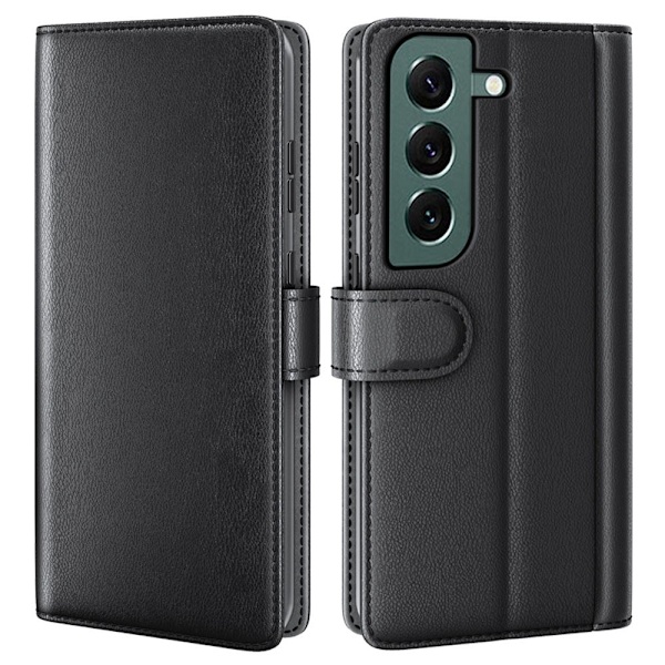 Äkta läder Samsung Galaxy S23 Plus fodral med korthållare Svart