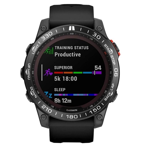 Garmin Fenix 7X ring i rustfrit stål - Sort Ring Med Hvide Bogstaver Black