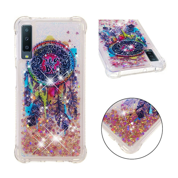 Samsung Galaxy A7 (2018) glitter Hjerteformet etui - Fjer Drømmefanger Multicolor