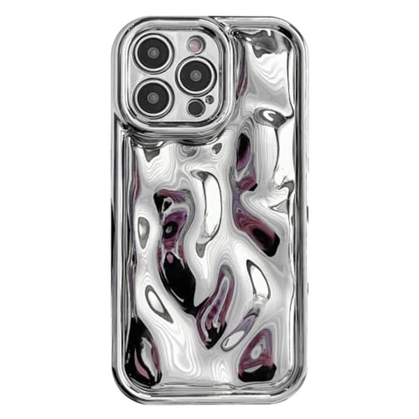 iPhone 16 Pro Max Asia Galvanoitu joustava Shell Meteoriitti tekstuuri Puhelin kansi - Hopea Silver grey
