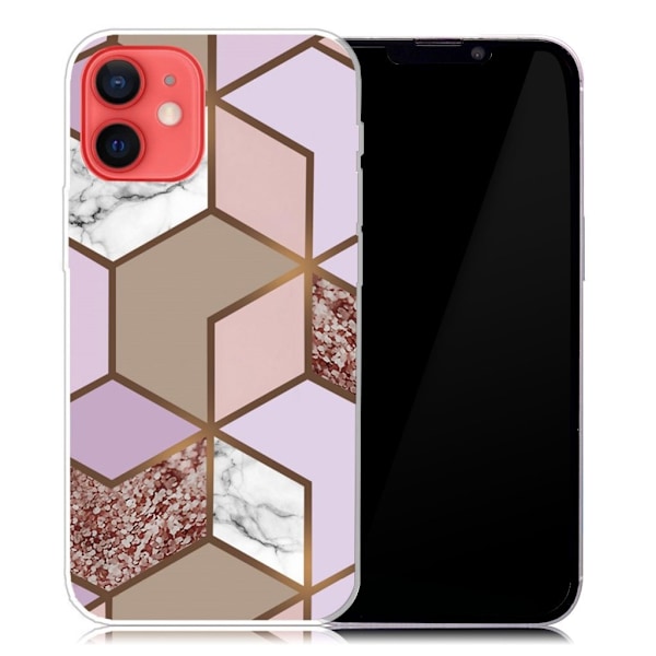 Marble iPhone 13 Mini Suojakotelo - Golden Lush Tile Multicolor