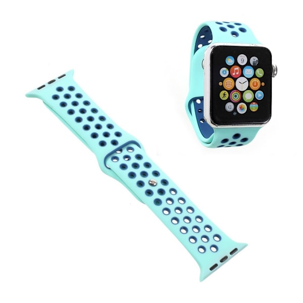 Apple Watch 38mm Modernt mjukt klockband - Ljus blå Grön