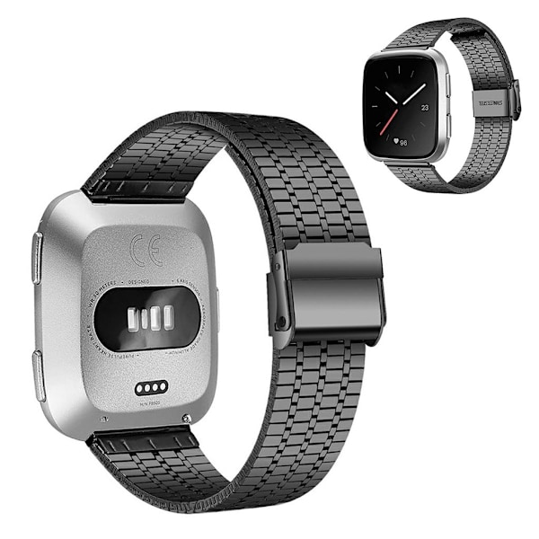 Fitbit Versa 2 / Versa Lite klockarmband i rostfritt stål med sju pärlor - Svart Svart
