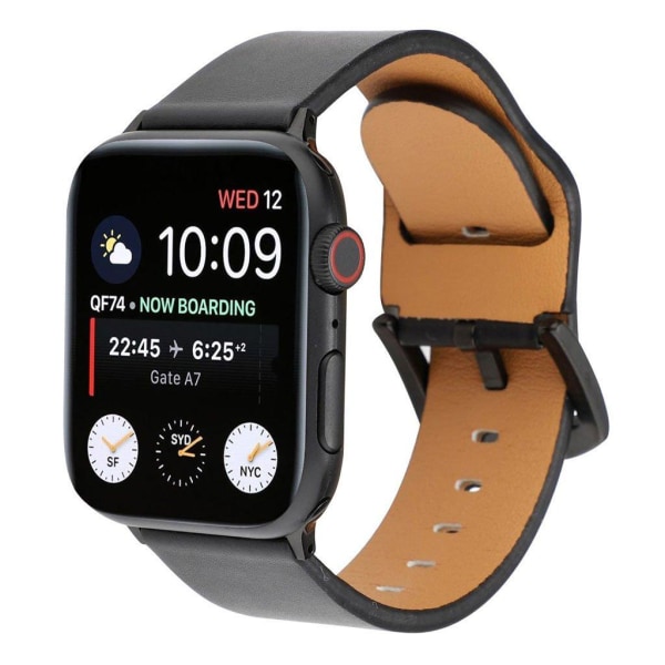 Apple Watch Series 4 44mm ægte læder Urrem - Sort Black