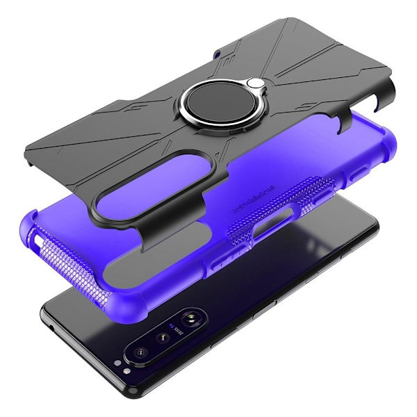 Kickstand-skydd med magnetisk platta för Sony Xperia 5 III - Lila Lila