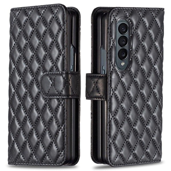 Rhombus pattern matte flip case for Samsung Galaxy Z Fold3 5G - Black