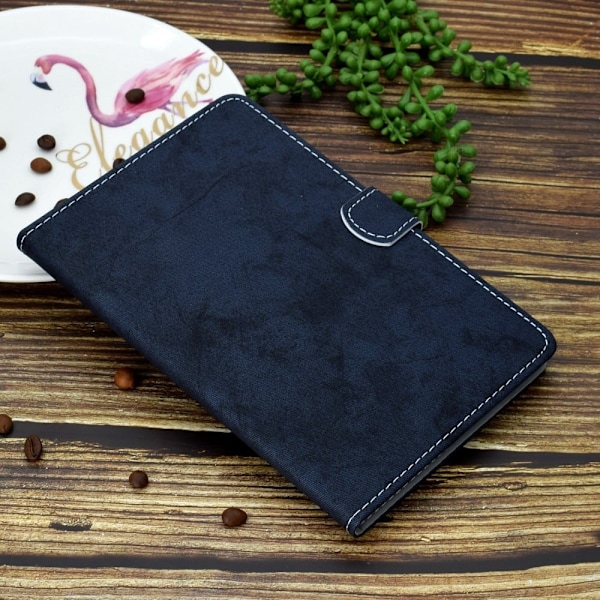 iPad 10.9 (2022) / iPad 10th Gen Cloth Texture Vegansk Læder Tablet Case Full Protection Stand Card Slot Flip Cover - Mørkeblå Blue