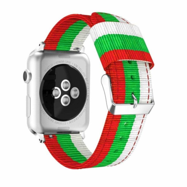 Apple Watch Series 4 44mm raidallinen nailoni kangas kellon vaihdettava ranneke - Valkoinen/ Punainen/ Vihreä Multicolor