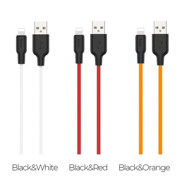 HOCO X21 Plus Silicone charging cable for Lightning - black＆red Red