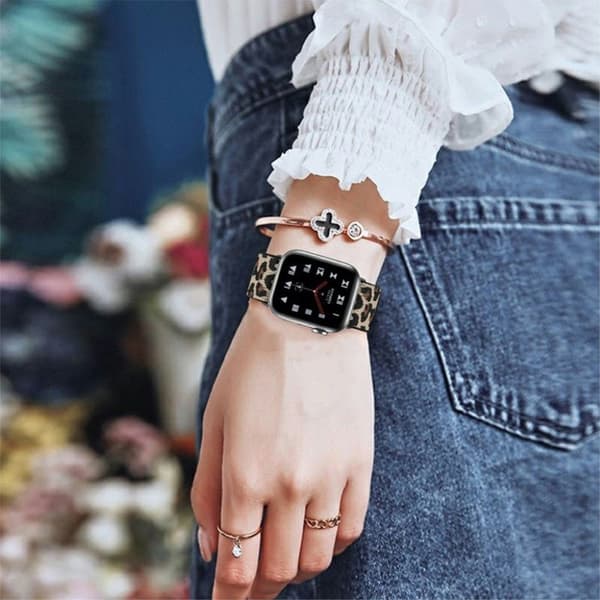 Apple Watch 40 mm klockarmband i nylondesign - Leopard Brun