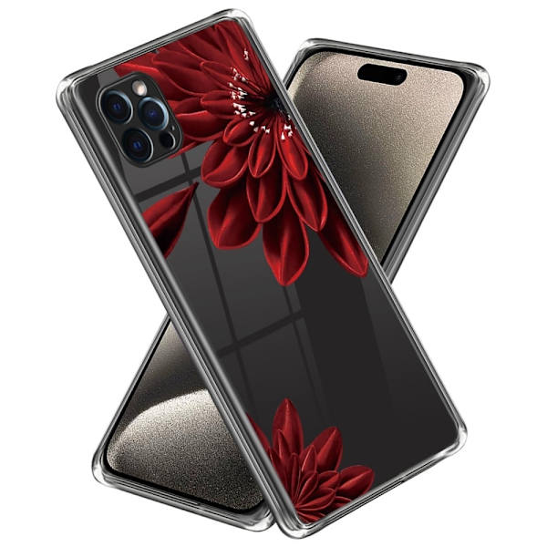 Deco iPhone 15 Pro Max kotelot - Punainen Kukka Red