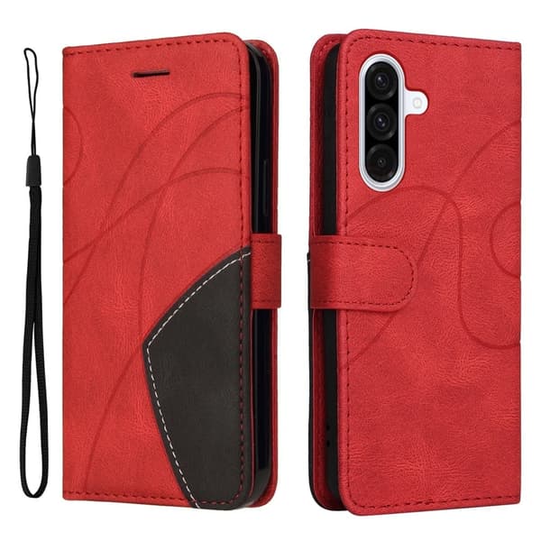 Texturerat läder Samsung Galaxy A36 fodral med handledsband - Röd Röd