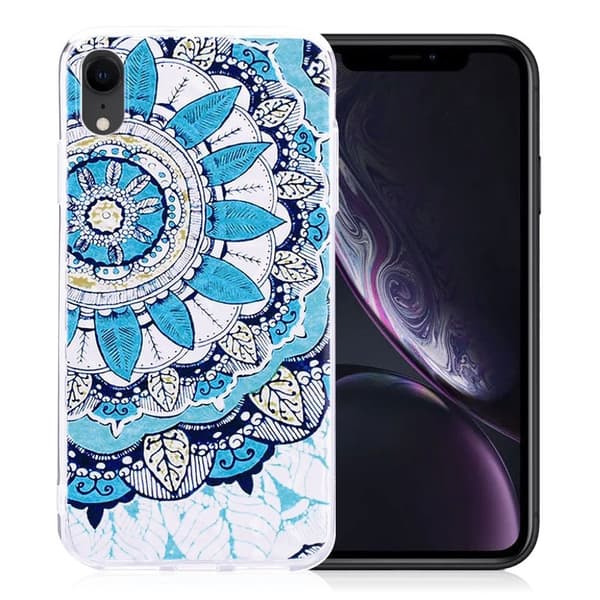 IPhone 9 mobilskal silikon 3Dmönster diamanteffekt tryckmotiv - Unik blomma Blå