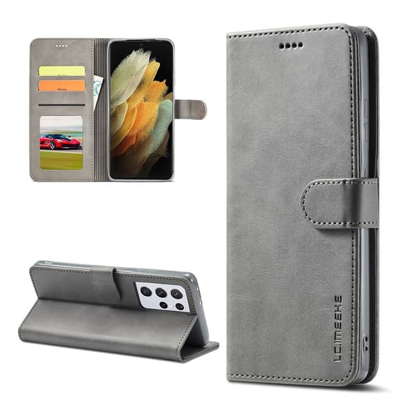 LC.Imeeke Samsung Galaxy S21 Ultra Flippetui - Grå Silver grey