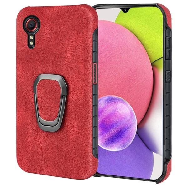 Shockproof leather cover with oval kickstand for Samsung Galaxy Röd