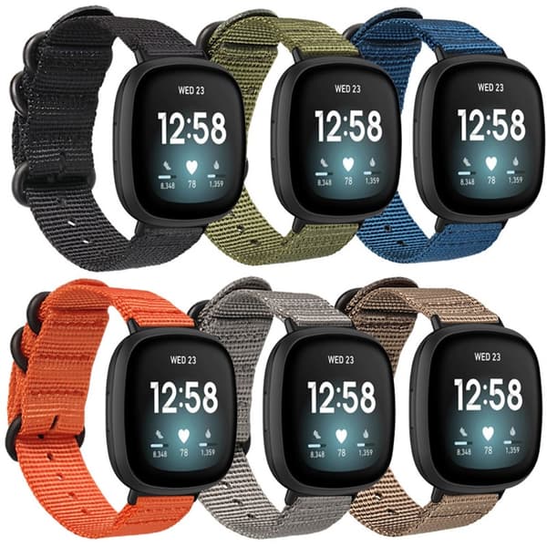 Fitbit Sense 2 / Versa 4 nylon-urrem med sort spænde - Militærgrøn Green