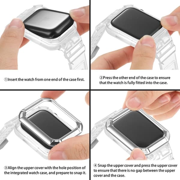 Apple Watch Series 8 (45 mm) armband i stil med skydd - Silver / Transparent Silvergrå