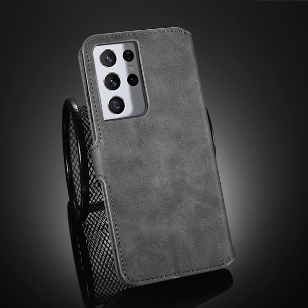 DG.MING Samsung Galaxy S21 Ultra Retro Case - Harmaa Silver grey