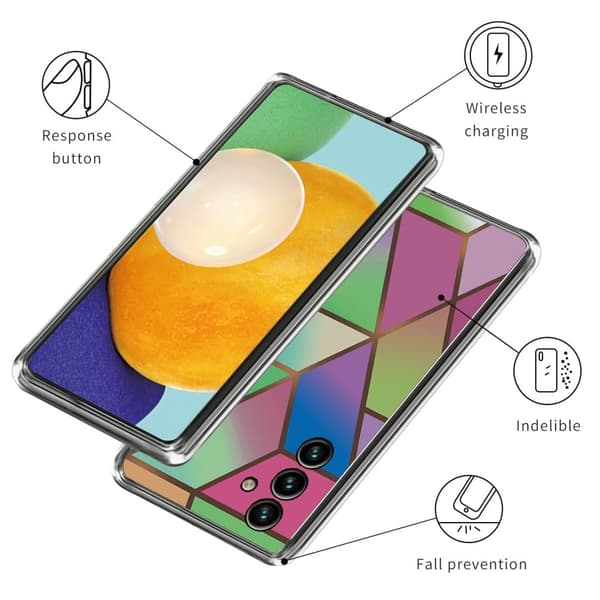 Marmormotiv Samsung Galaxy M14 skal - Rosa/Grön Och Blå Gradienter multifärg