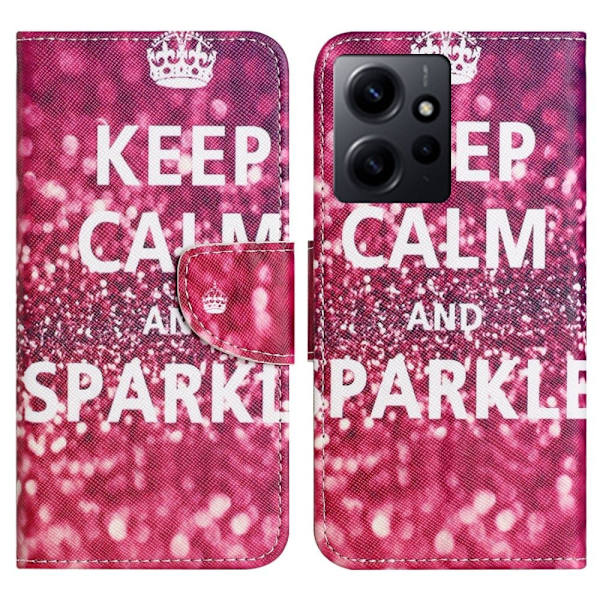 Wonderland Xiaomi Redmi Note 12 Flippetui - Keep Calm og Sparkle Red
