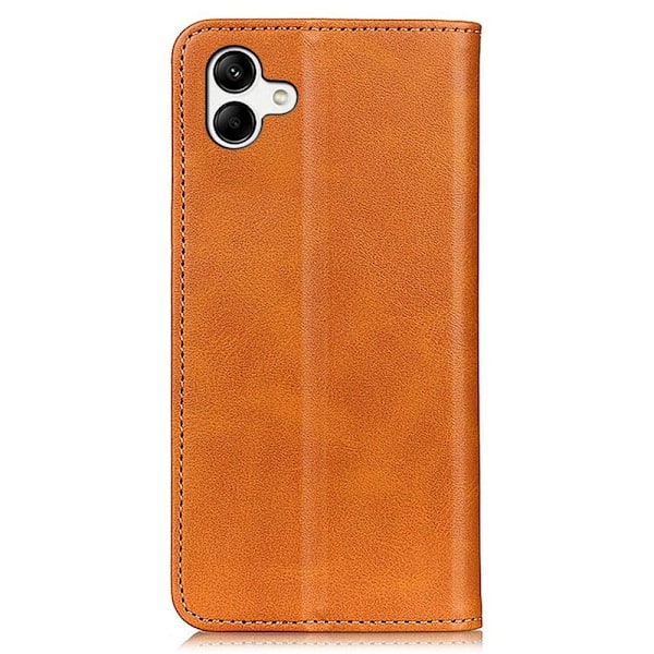 Lompakko-style Aitoa Nahkaa Läppäkotelo For Samsung Galaxy A04e - Ruskea Brown