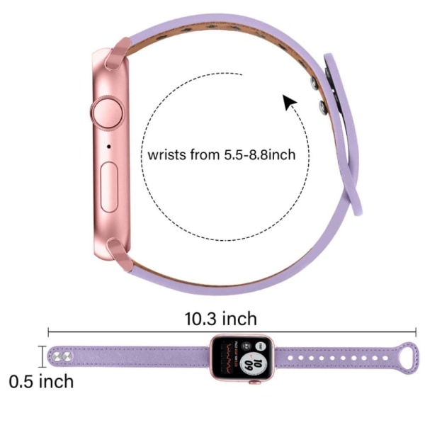 Urrem i ægte okselæder til Apple Watch Series 8 (41 mm) - Lyseli Purple