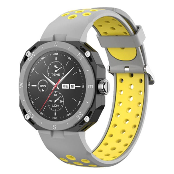 Dubbelfärgat klockarmband i silikon för Huawei Watch GT Cyber - Grå / Gul Gul