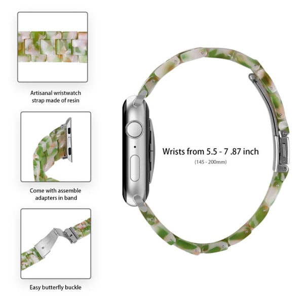 Apple Watch SE 2022 (40mm) 3 helmen hartsityylinen kelloranneke kirkkaalla suojuksella - Vihreä-Valkoinen Sekoitus Green