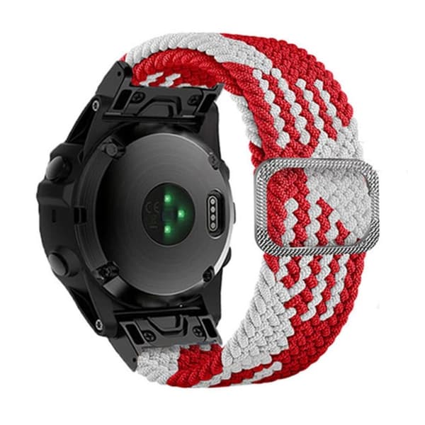 26mm nailonhihna Garmin ja Coros kellolle soljella - Punainen / Valkoinen Red