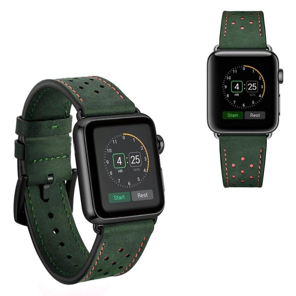 Crazy Horse Apple Watch Series 5 40mm ægte læder Urrem - Grøn Green
